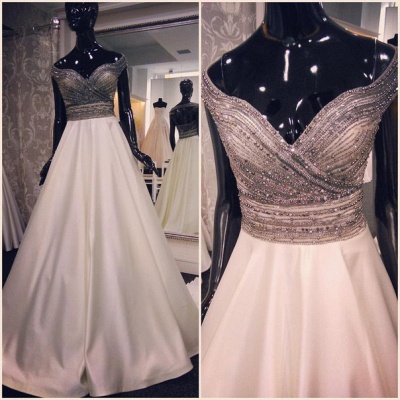 Elegant Off The Shoulder Formal Evening Dress Beads Sequins  Prom Dress BA6706_3